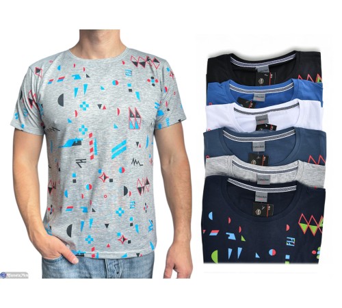 Футболка чоловіча на літо (5 шт. р.сетка 46-54) мікс  "Plato"