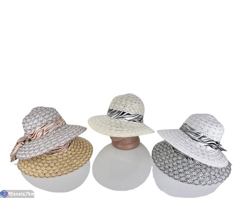 Капелюх жіночий на літо (5 шт. р.сетка 56-58) мікс  "CAROLLA"