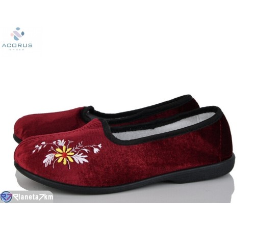 Тапки жіночі на весну/осінь (8 пар р.36-41) бордовий  "Acorus"