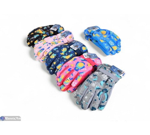 Рукавички дитячі на зиму (12 шт. р.сетка 6-8) мікс  "KaPira"