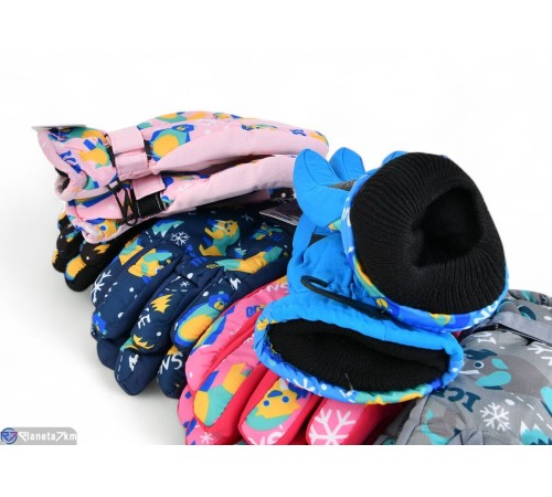 Рукавички дитячі на зиму (12 шт. р.сетка 6-8) мікс  "KaPira"