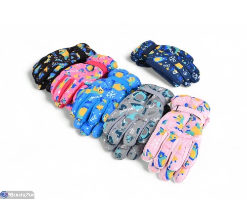 Рукавички дитячі на зиму (12 шт. р.сетка 8-10) мікс  "KaPira"