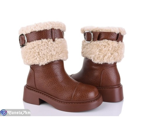 Черевики жіночі на зиму (6 пар р.36-40) коричневий  "MARADONA"