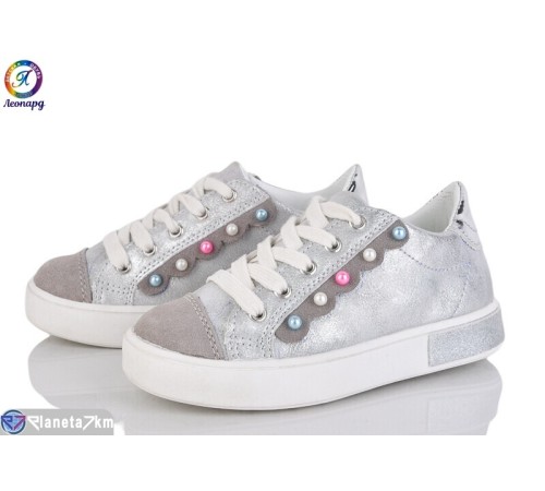 Дитячі кросівки на весну/осінь (12 пар р.24-30) срібний  "Леопард"