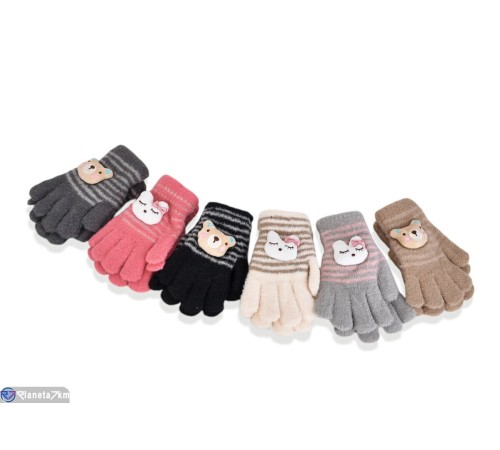 Рукавички дитячі на зиму (12 шт. р.сетка One size) мікс  "CAROLLA"