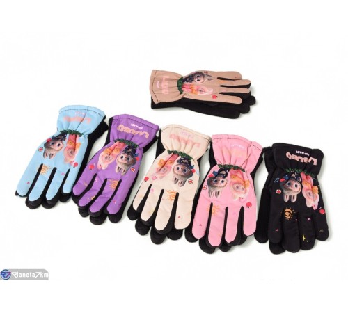 Рукавички дитячі на зиму (12 шт. р.сетка 6-8) мікс  "CAROLLA"