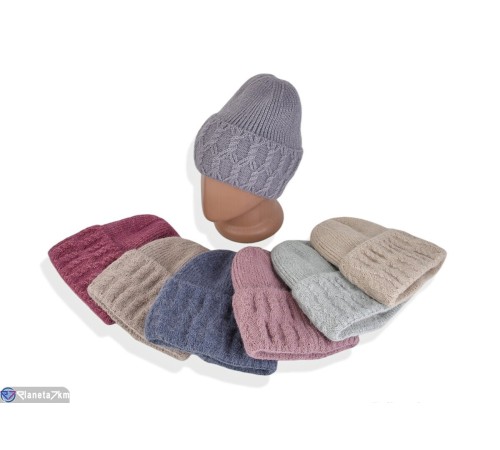 Шапка жіноча на зиму (5 шт. р.сетка 54-58) мікс  "DOMINGO"