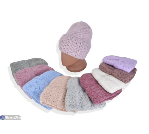 Шапка жіноча на зиму (5 шт. р.сетка 54-58) мікс  "DOMINGO"