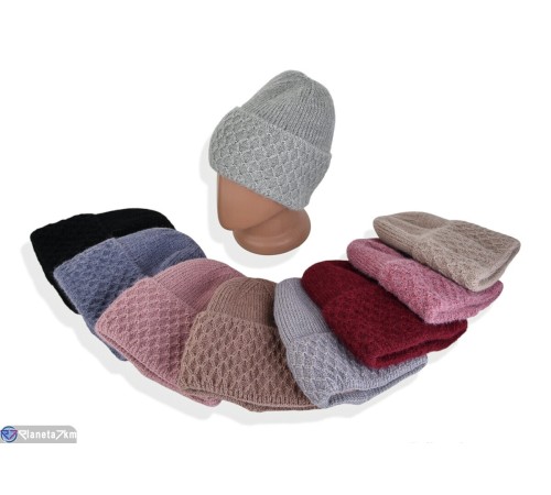 Шапка жіноча на зиму (5 шт. р.сетка 54-58) мікс  "DOMINGO"