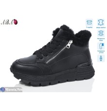 Кросівки жіночі на зиму (8 пар р.36-41) чорний  "Aba"