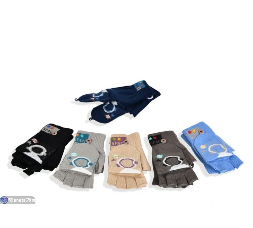 Рукавиці дитячі на зиму (12 шт. р.сетка 7-10) мікс  "RUBIBAS"