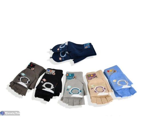 Рукавиці дитячі на зиму (12 шт. р.сетка 10-12) мікс  "RUBIBAS"