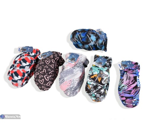 Рукавиці дитячі на зиму (12 шт. р.сетка 3-4) мікс  "KaPira"