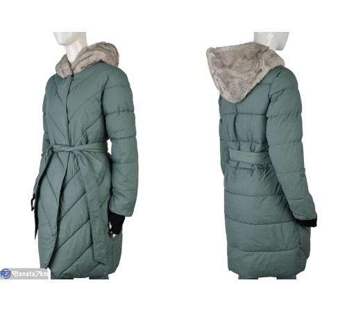Пальто жіноче на зиму (5 шт. р.сетка M-3XL) зелений  "Kalabok"