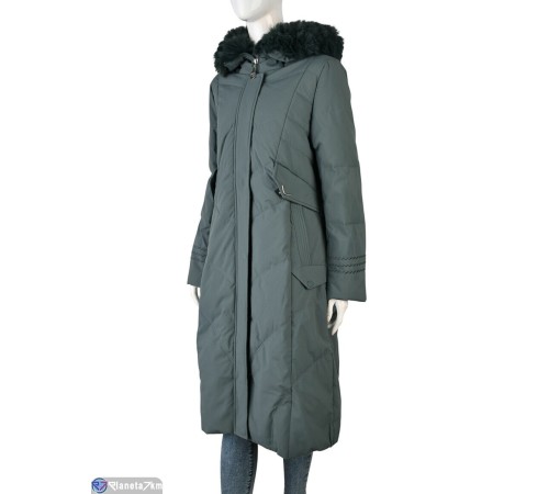 Пальто жіноче на зиму (5 шт. р.сетка L-3XL) зелений  "Kalabok"