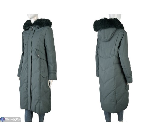 Пальто жіноче на зиму (5 шт. р.сетка L-3XL) зелений  "Kalabok"