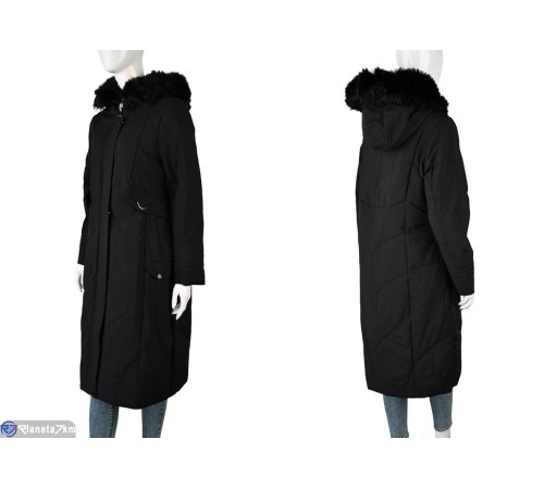 Пальто жіноче на зиму (5 шт. р.сетка L-3XL) чорний  "Kalabok"