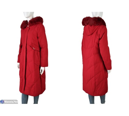 Пальто жіноче на зиму (5 шт. р.сетка L-3XL) червоний  "Kalabok"