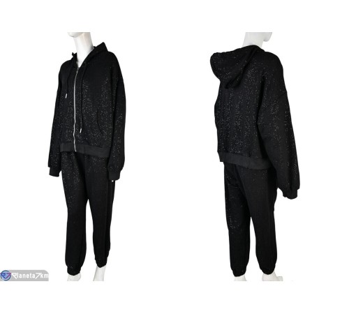 Спортивний костюм жіночий на весну/осінь (3 шт. р.сетка 2XL-4XL) чорний  "Mirella"
