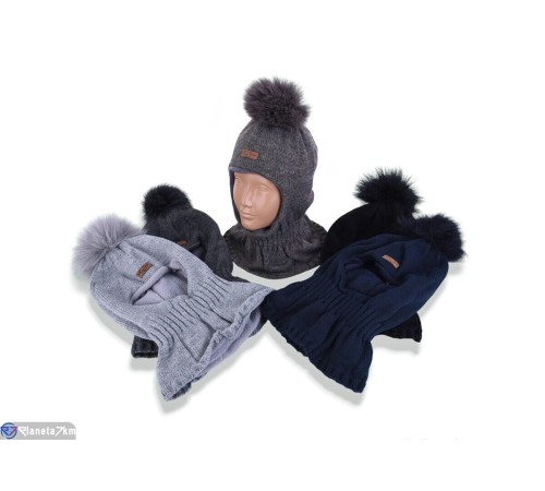 Дитяча шапка на зиму (5 шт. р.сетка 48-50) мікс  "DOMINGO"