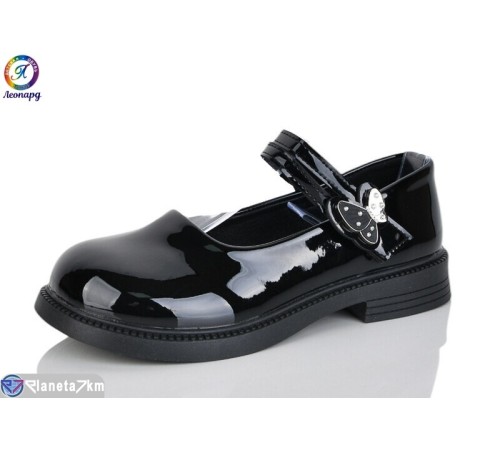 Дитячі туфлі на весну/осінь (8 пар р.31-36) чорний  "Леопард"