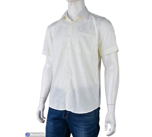 Сорочка чоловіча на літо (20 шт. р.сетка 38-43) бежевий  "Kalabok"