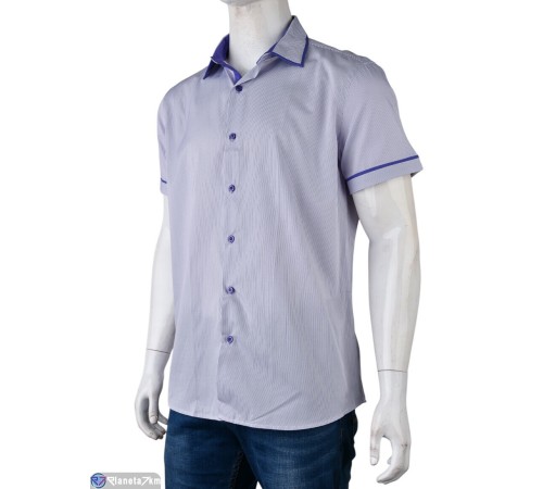Сорочка чоловіча на літо (12 шт. р.сетка S-3XL) фіолетовий  "Kalabok"