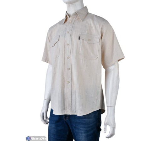 Сорочка чоловіча на літо (10 шт. р.сетка 39-45) бежевий  "Kalabok"