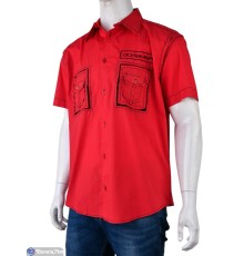 Сорочка чоловіча на літо (12 шт. р.сетка S-L) червоний  "Kalabok"
