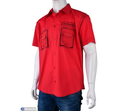 Сорочка чоловіча на літо (12 шт. р.сетка S-L) червоний  "Kalabok"