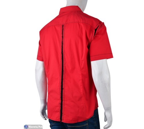 Сорочка чоловіча на літо (12 шт. р.сетка S-L) червоний  "Kalabok"