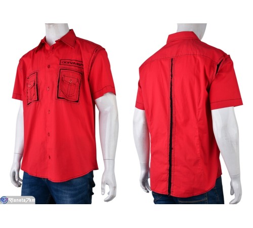 Сорочка чоловіча на літо (12 шт. р.сетка S-L) червоний  "Kalabok"