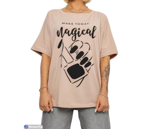 Футболка жіноча на літо (4 шт. р.сетка 2XL-4XL) бежевий  "Masari"