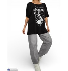 Футболка жіноча на літо (4 шт. р.сетка 2XL-4XL) чорний  "Masari"