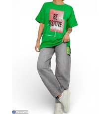 Футболка жіноча на літо (4 шт. р.сетка 4XL-5XL) зелений  "Masari"