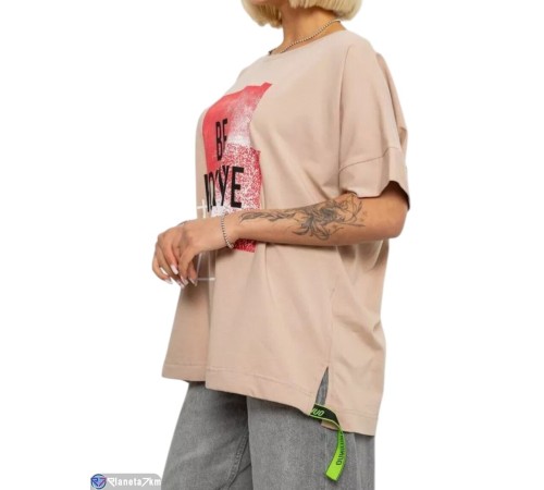 Футболка жіноча на літо (4 шт. р.сетка 4XL-5XL) бежевий  "Masari"