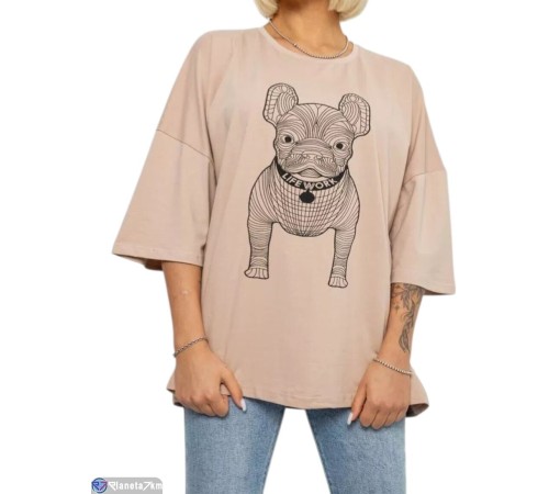 Футболка жіноча на літо (4 шт. р.сетка 4XL-5XL) бежевий  "Masari"