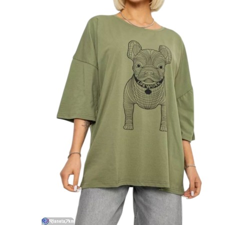 Футболка жіноча на літо (4 шт. р.сетка 4XL-5XL) хакі  "Masari"