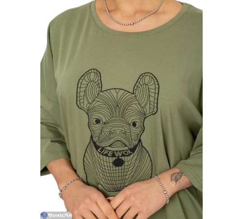 Футболка жіноча на літо (4 шт. р.сетка 4XL-5XL) хакі  "Masari"