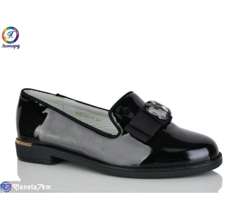 Дитячі туфлі на весну/осінь (8 пар р.32-37) чорний  "Леопард"