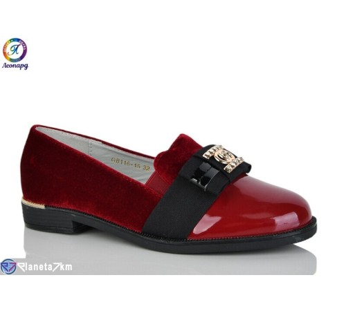 Дитячі туфлі на весну/осінь (8 пар р.32-37) бордовий  "Леопард"