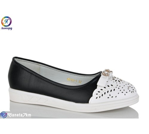 Балетки дитячі на весну/осінь (8 пар р.32-37) чорний  "Леопард"