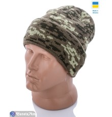 Шапка чоловіча на зиму (10 шт. р.сетка One size) зелений  "KINDER"