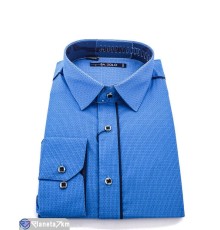 Сорочка чоловіча на весну/осінь (24 шт. р.сетка S-3XL) синій  "Ricco"