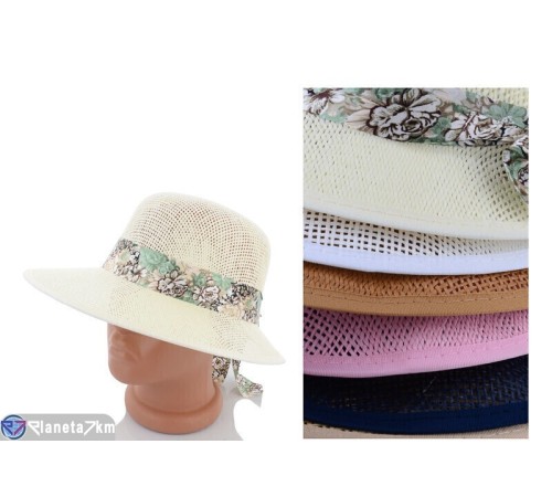 Капелюх жіночий на літо (5 шт. р.сетка 56-59) мікс  "CAROLLA"