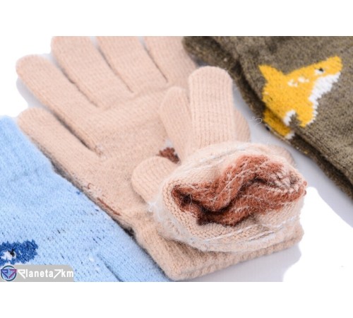 Рукавички дитячі на зиму (12 шт. р.сетка 5-7) мікс  "RUBIBAS"