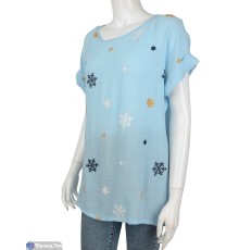 Блузка жіноча на літо (4 шт. р.сетка XL-4XL) синій  "Kalabok"