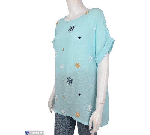 Блузка жіноча на літо (4 шт. р.сетка XL-4XL) блакитний  "Kalabok"