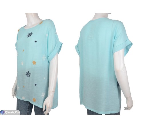Блузка жіноча на літо (4 шт. р.сетка XL-4XL) блакитний  "Kalabok"
