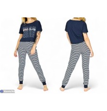 Піжама жіноча на весну/осінь (3 шт. р.сетка M-XL) синій  "Lorinda"
